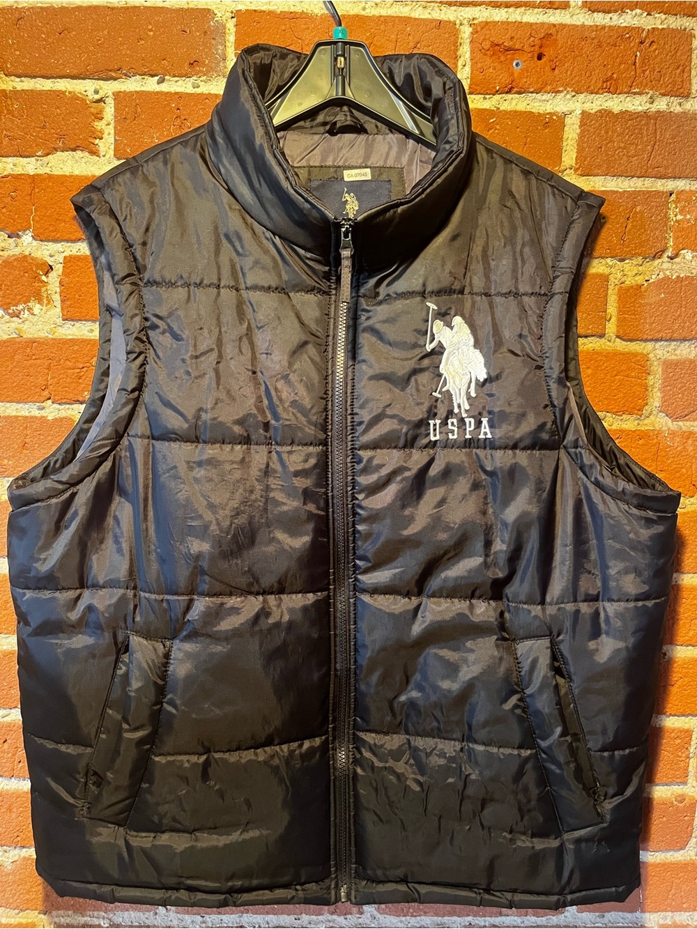 U.S. Polo Assn. Black Quilted Puffer Vest with Embroidered Logo